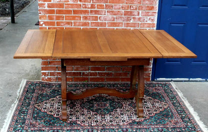 English Antique Oak Draw Leaf Table | Rustic Kitchen or Dining Room Table
