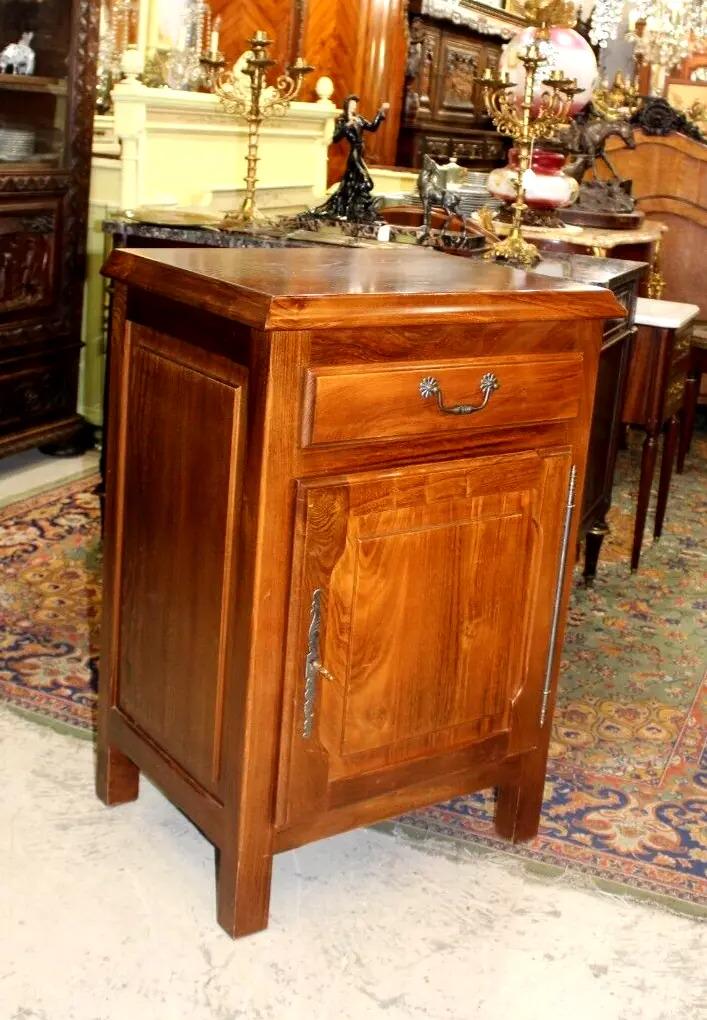 French Antique Chestnut Cabinet | 1 Door 1 Drawer Storage Nightstand