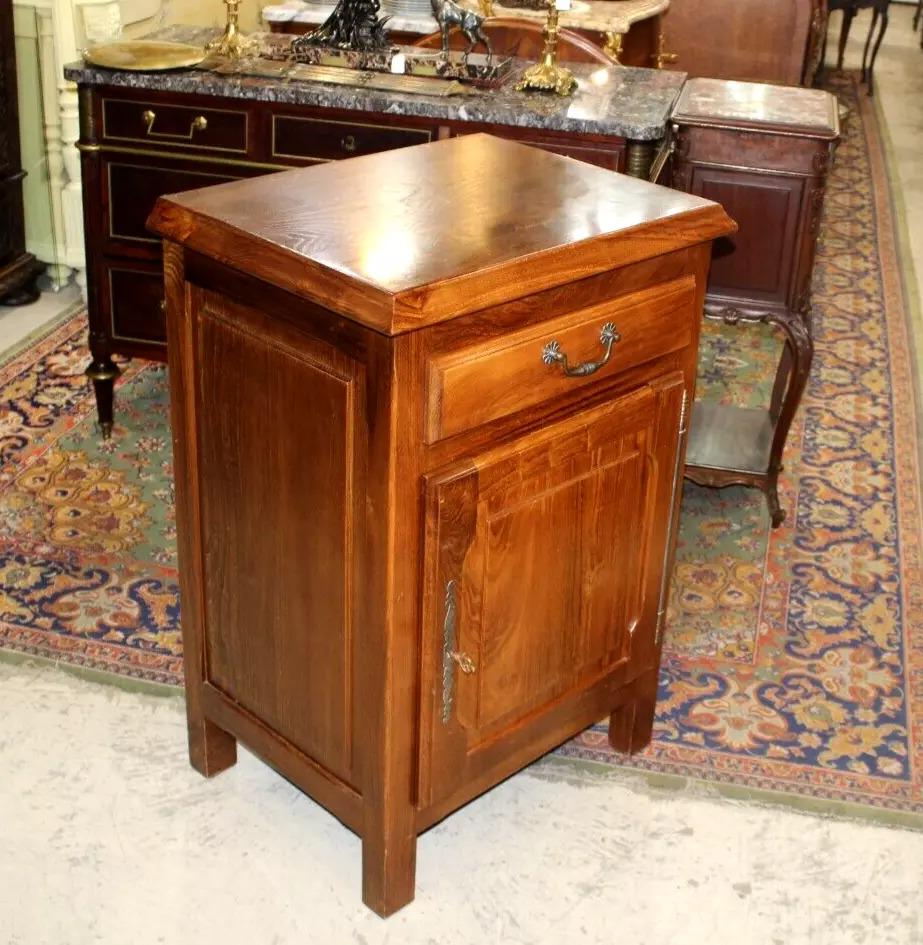 French Antique Chestnut Cabinet | 1 Door 1 Drawer Storage Nightstand