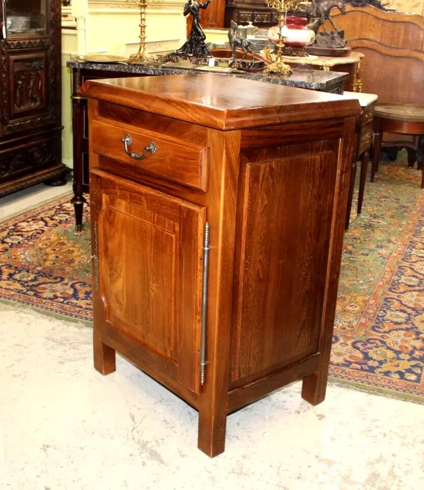 French Antique Chestnut Cabinet | 1 Door 1 Drawer Storage Nightstand