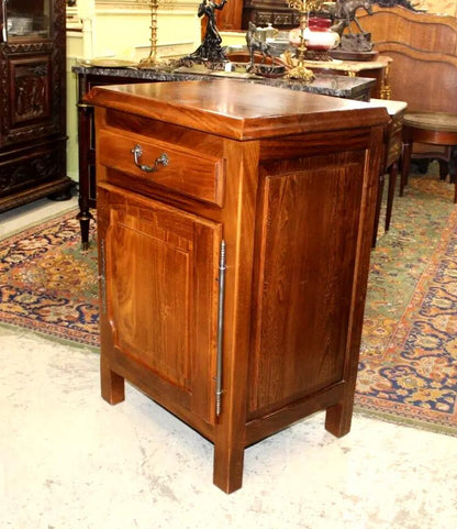 French Antique Chestnut Cabinet | 1 Door 1 Drawer Storage Nightstand