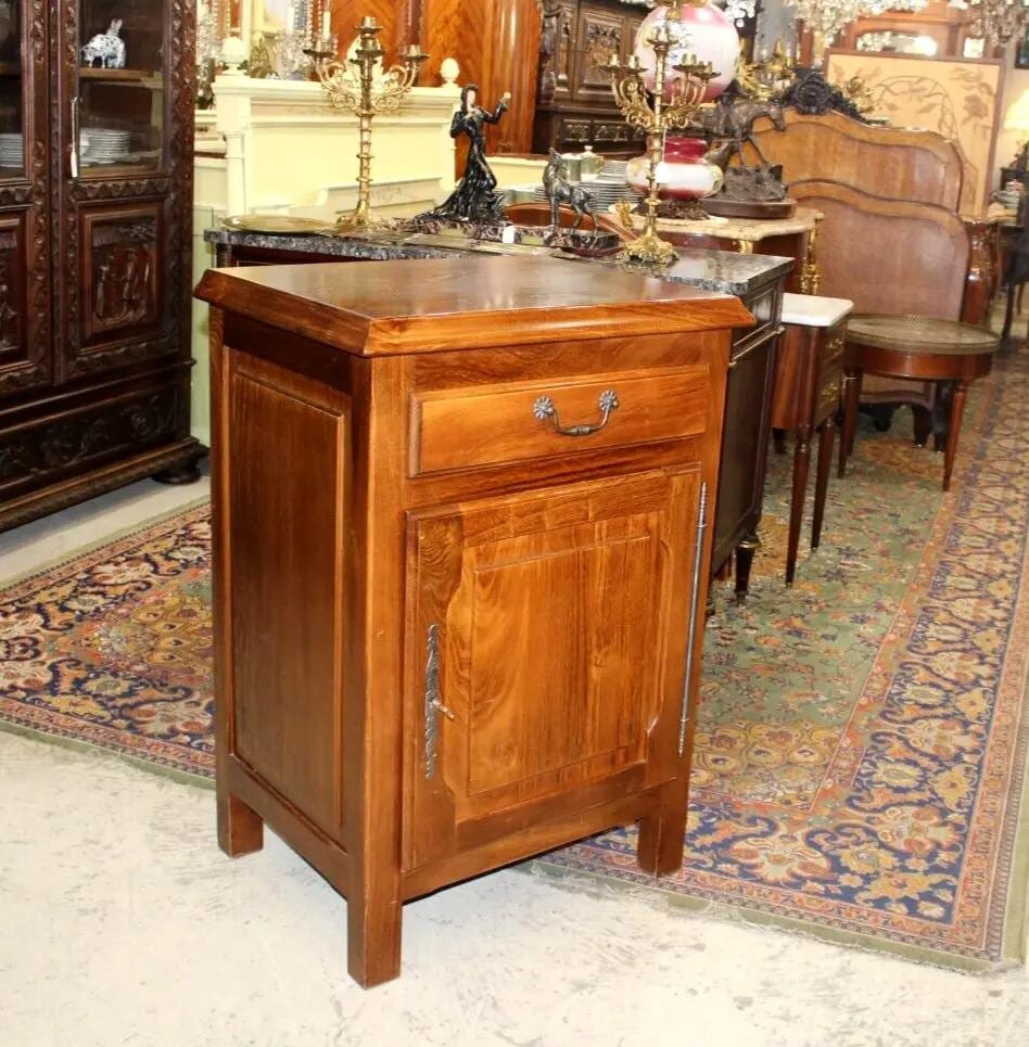 French Antique Chestnut Cabinet | 1 Door 1 Drawer Storage Nightstand