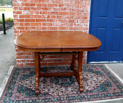 French Antique Oak Art Nouveau Kitchen Table c.1895 | Curved Legs & Leaf
