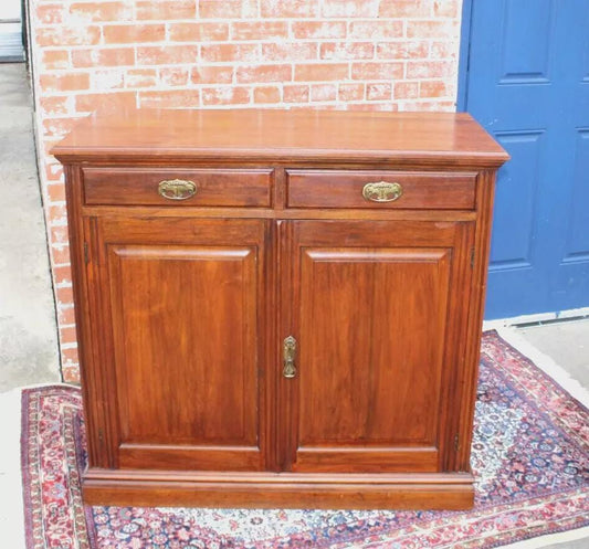 French Antique Edwardian Mahogany Server Sideboard Cabinet with Drawers