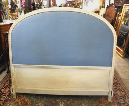 French Antique Louis XVI Upholstered Queen Bed w/ Free New Custom Upholstery