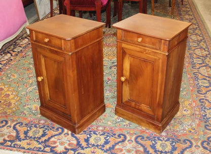 Pair of French Walnut Louis Philippe Nightstands | Antique Bedside Cabinets