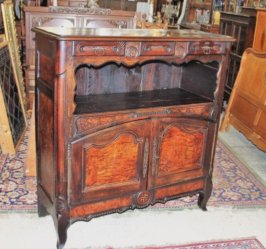 French Antique Burl Walnut Sideboard | Tall Cabinet Circa 1780 Dining Server