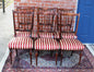 Set of 6 French Antique Chiavari Dining Chairs | Red Striped Upholstered Seats