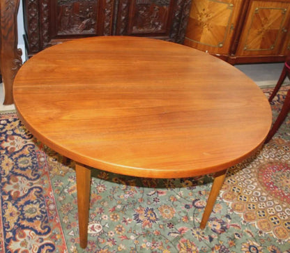 Mid Century Modern Teak Round Dining Table | Vintage Scandinavian Style