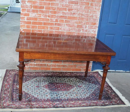 French Antique Louis XVI Mahogany Draw Leaf Dining Table Extendable Top