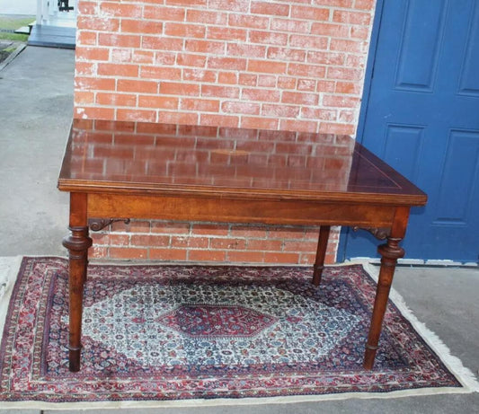 French Antique Louis XVI Mahogany Draw Leaf Dining Table Extendable Top