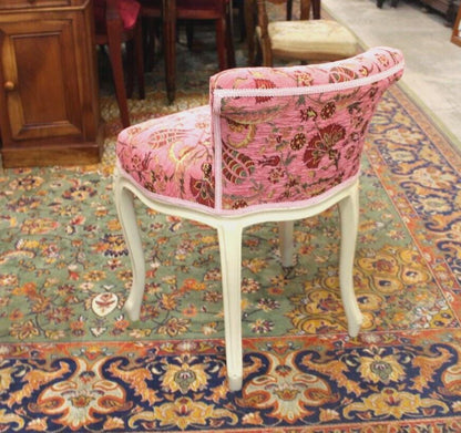 Louis XV Vanity Chair | White Painted Frame & Pink Upholstery | French Antique