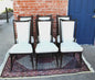 Set of 6 Mid Century Mahogany Dining Chairs | White Upholstered Seats