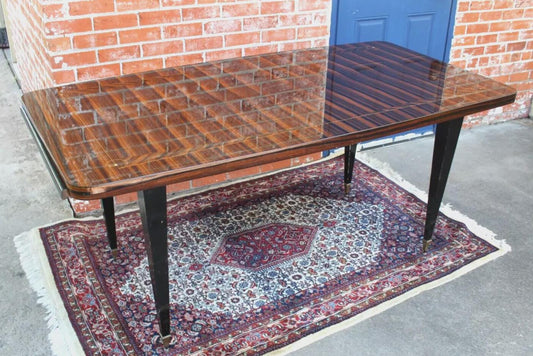 Italian Antique Ebony Macassar Dining Table | Mid Century Modern Furniture