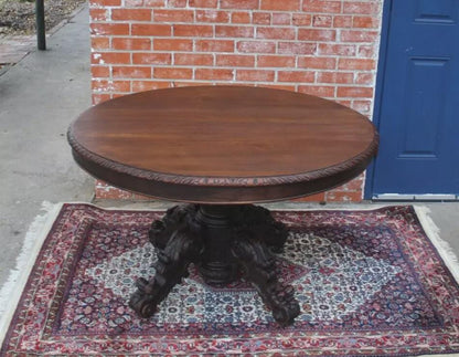 French Antique Louis XIII Oak Oval Table | Renaissance Kitchen Dining c. 1880