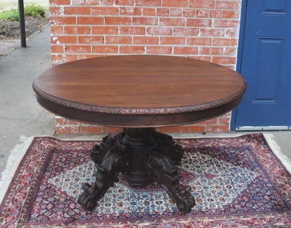 French Antique Louis XIII Oak Oval Table | Renaissance Kitchen Dining c. 1880