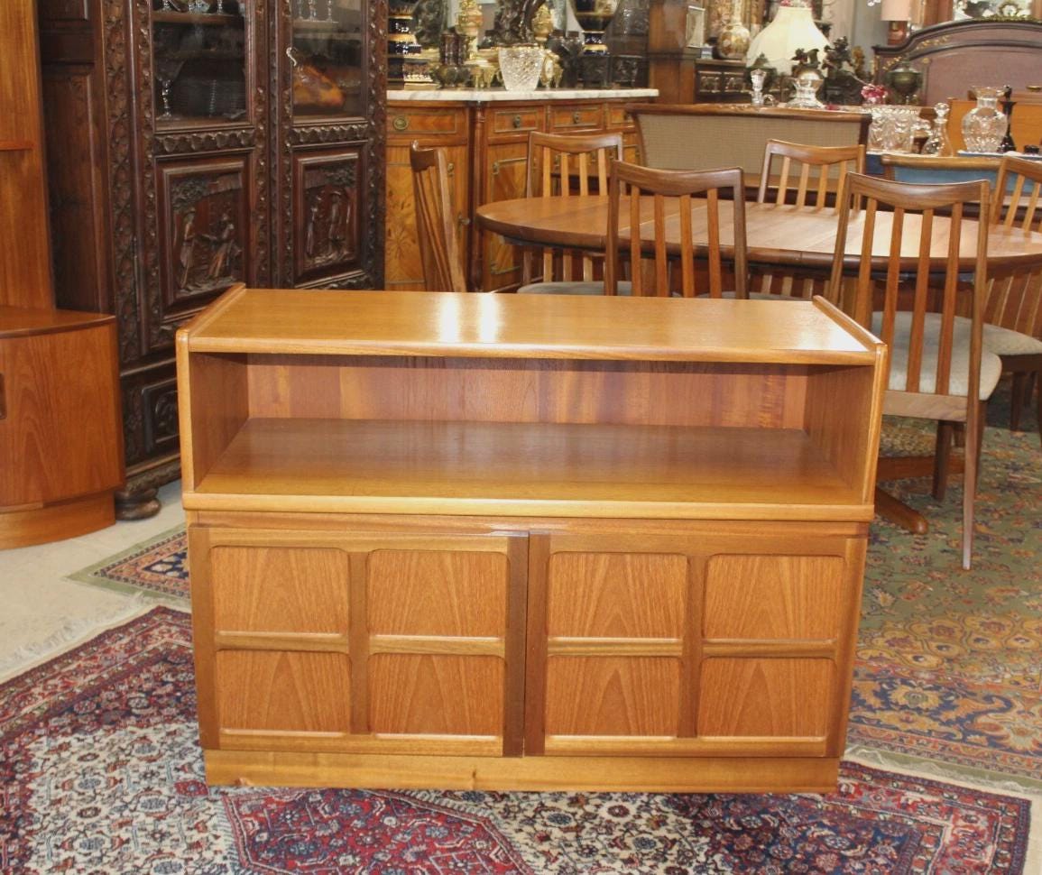Mid Century Modern Teak Cabinet by Nathan | 2 Door Vintage Sideboard Storage