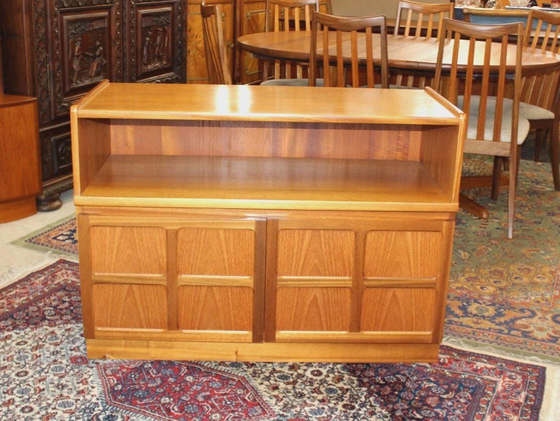 Mid Century Modern Teak Cabinet by Nathan | 2 Door Vintage Sideboard Storage