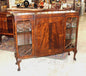 English Antique Flamed Mahogany Display Cabinet | Ball & Claw Feet | Glass Doors