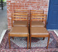 Set of 4 Mid Century Teak Dining Chairs | Brown Vinyl Upholstered Seats