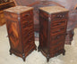 Pair of French Antique Louis XV Rosewood Nightstands w/ Marble Tops