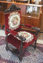 French Antique Oak Renaissance Armchair | New Red Upholstery