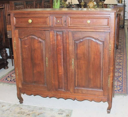 French Antique Oak Tall Sideboard Cabinet | Dining Room Storage Buffet c.1800