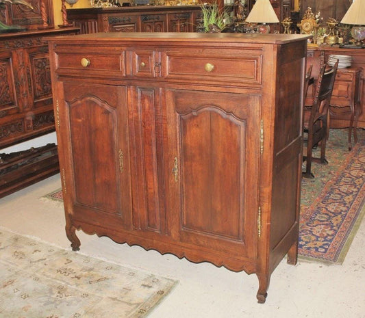French Antique Oak Tall Sideboard Cabinet | Dining Room Storage Buffet c.1800