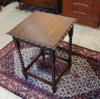 English Antique Jacobean Barley Twist Oak Side Table