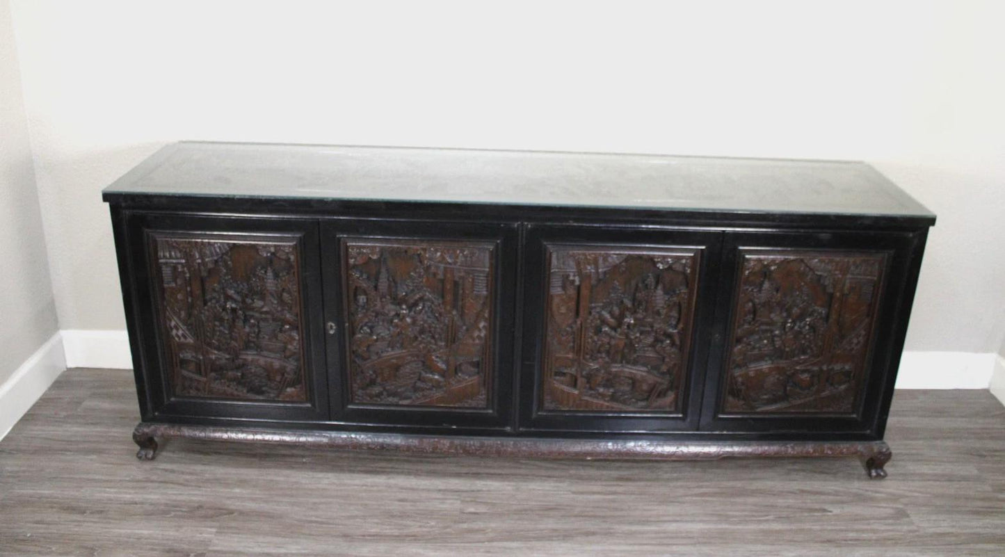 Antique Chinese Rosewood Carved Buffet / Sideboard Asian Art