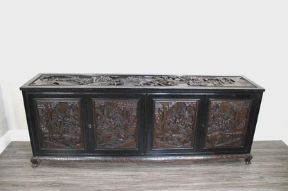 Antique Chinese Rosewood Carved Buffet / Sideboard Asian Art