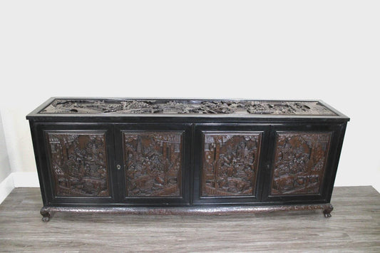 Antique Chinese Rosewood Carved Buffet / Sideboard Asian Art