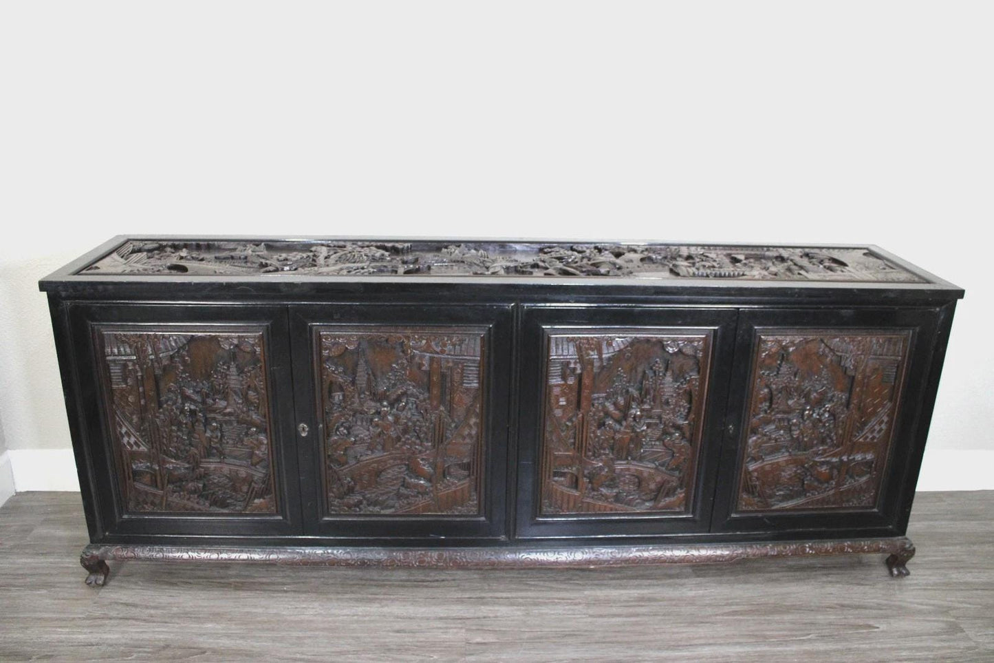 Antique Chinese Rosewood Carved Buffet / Sideboard Asian Art