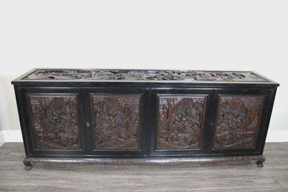 Antique Chinese Rosewood Carved Buffet / Sideboard Asian Art