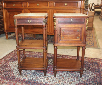 Antique French Louis XVI Mahogany Bedside Tables | Pair of Nightstands
