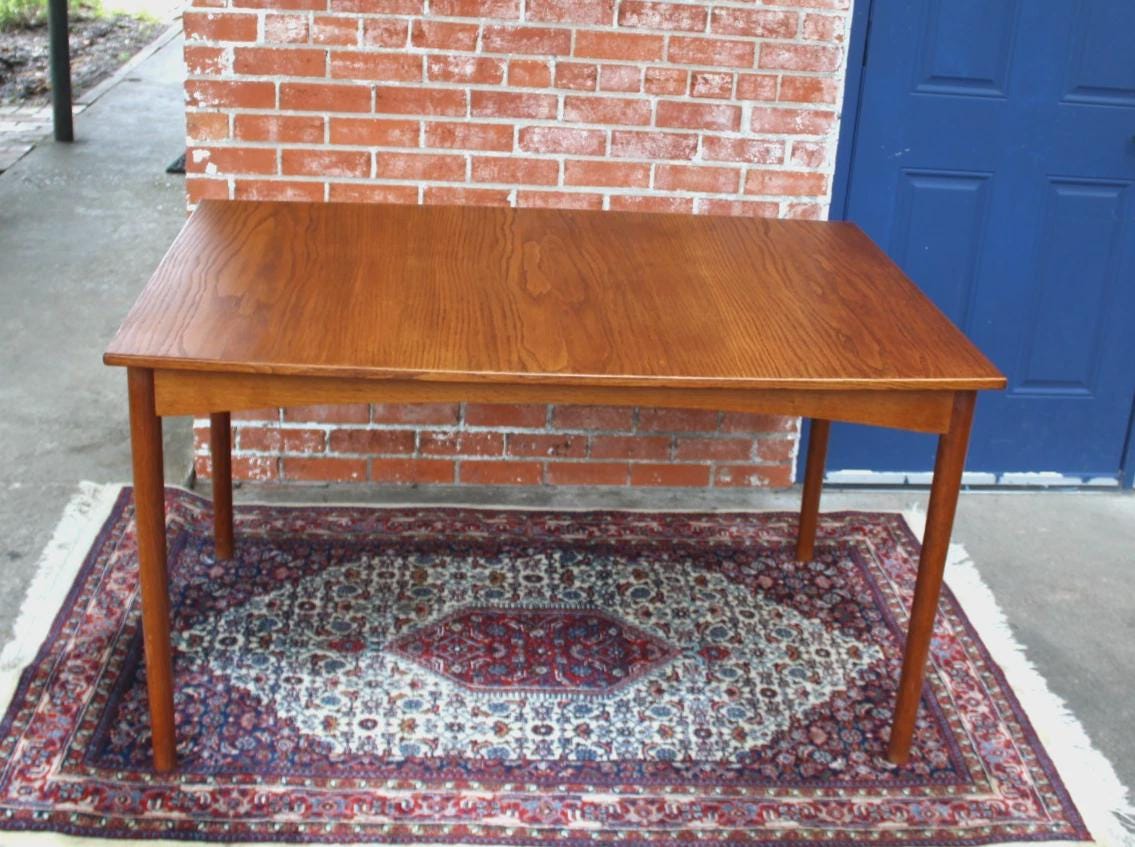 Mid Century Modern Extendable Dining Table | Vintage Extension Leaf Table
