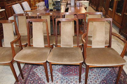 Set of 8 Mid Century G Plan Teak Wood Upholstered Dining Chairs