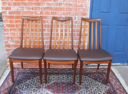 Set of 6 Mid Century G Plan Teak Dining Chairs | Brown Vinyl Upholstered | Vintage Retro Modern Seating