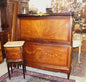 French Antique Louis XVI Inlaid Walnut Queen Bed & Nightstand | Bedroom Set