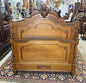 French Antique Carved Oak Henry II Full Size Bed | Ornate Rails & Slats | 19th Century Gothic Revival