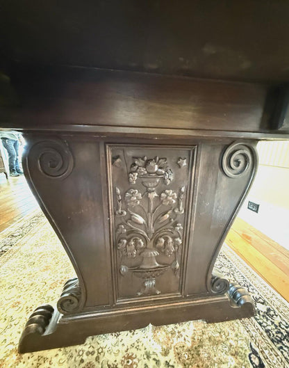 French Antique Renaissance Walnut Desk | Carved Office Table
