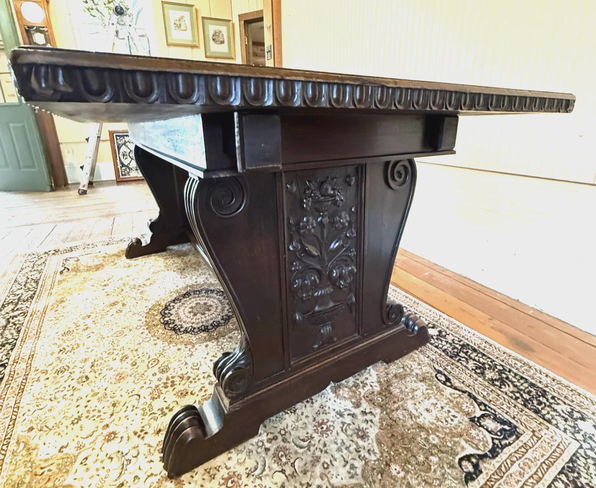 French Antique Renaissance Walnut Desk | Carved Office Table