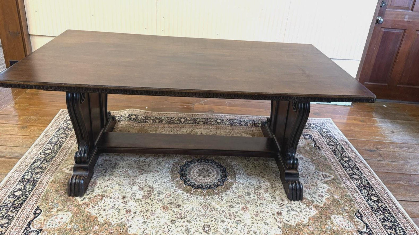 French Antique Renaissance Walnut Desk | Carved Office Table