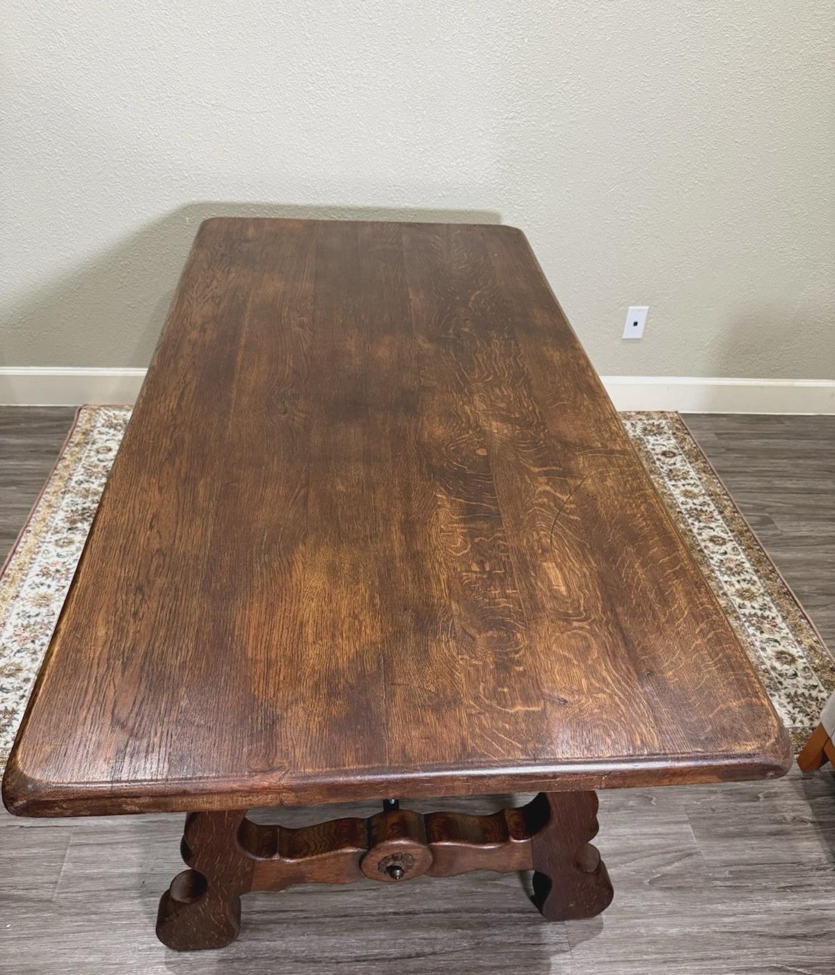 French Antique Renaissance Oak Dining Table | Spanish Style
