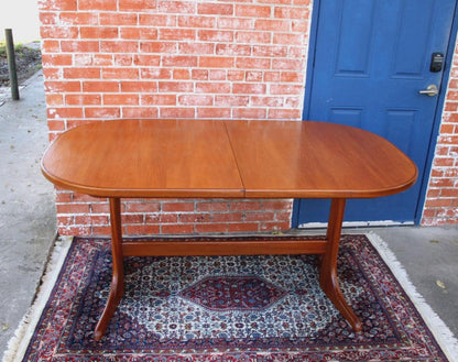 Mid Century McIntosh Teak Butterfly Leaf Dining Table | Oval Draw Leaf