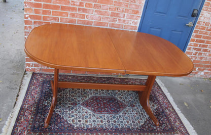 Mid Century McIntosh Teak Butterfly Leaf Dining Table | Oval Draw Leaf