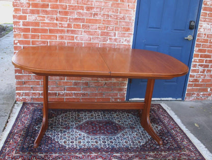 Mid Century McIntosh Teak Butterfly Leaf Dining Table | Oval Draw Leaf