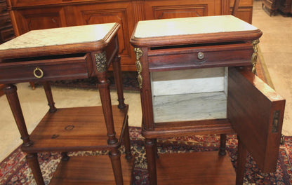 Antique French Louis XVI Mahogany Bedside Tables | Pair of Nightstands