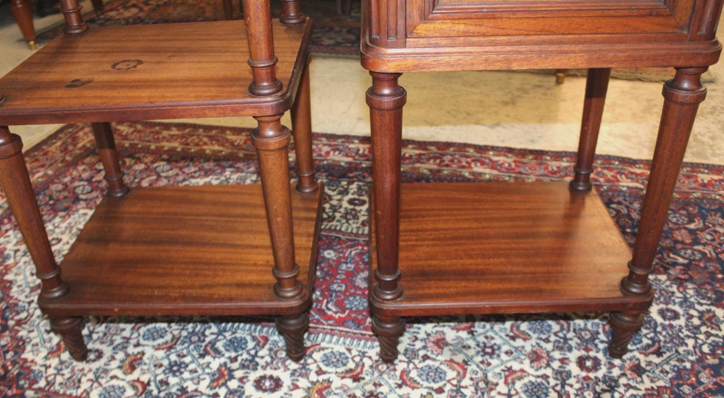 Antique French Louis XVI Mahogany Bedside Tables | Pair of Nightstands