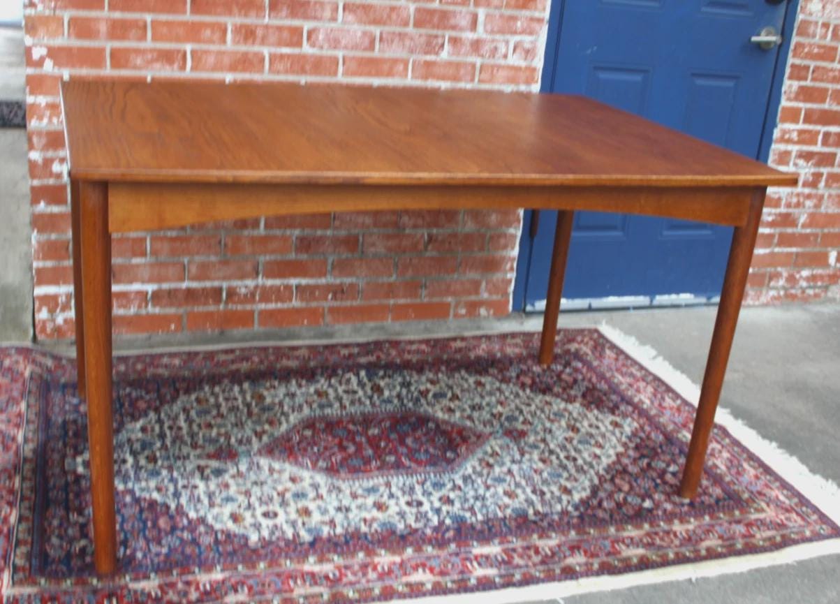 Mid Century Modern Extendable Dining Table | Vintage Extension Leaf Table